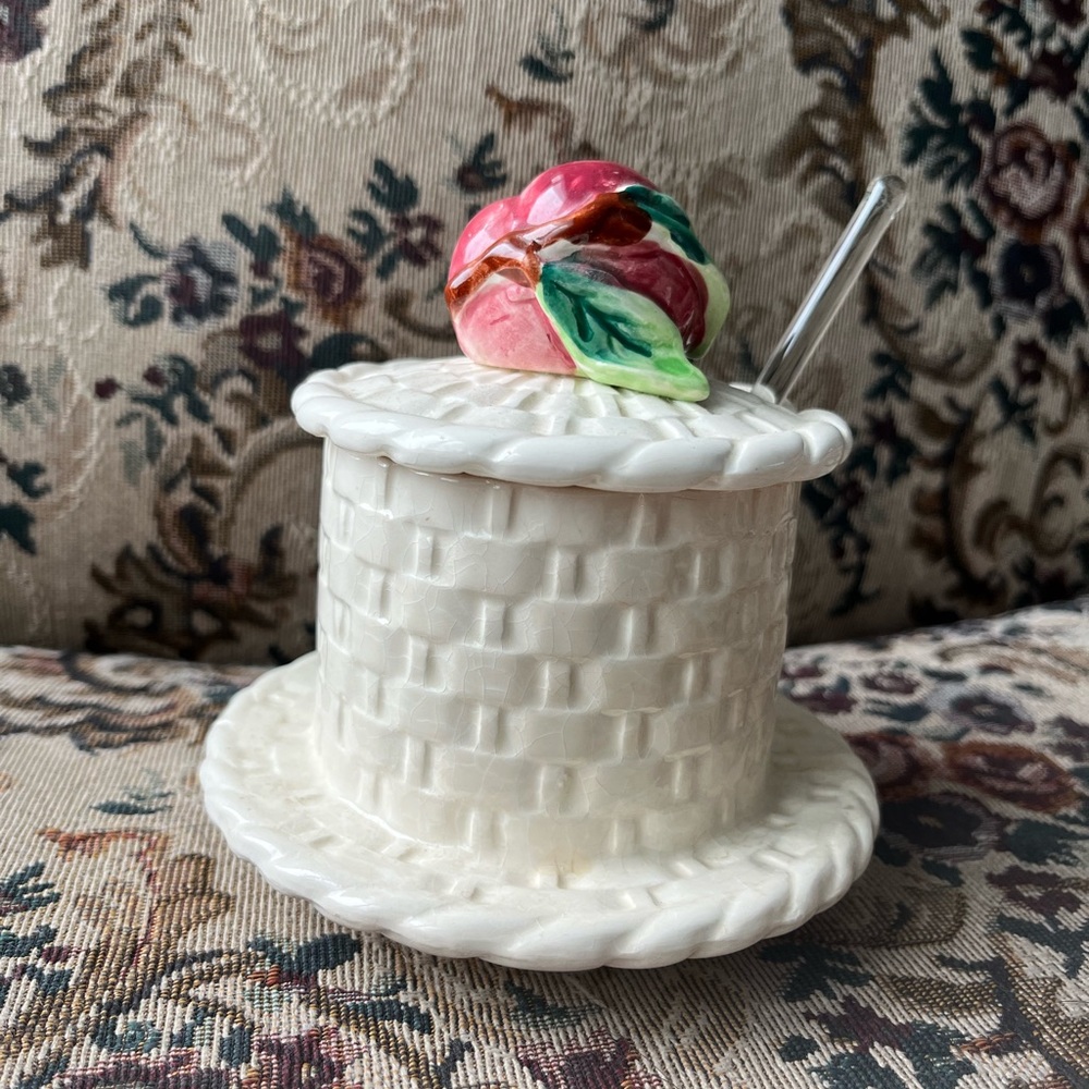 Ceramic Jell/Jam with Lid and Spoon